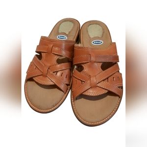 Dr. Scholl's Tan Open Toe Backless Sandals size 6 Outdoor Comfort Casual Summer